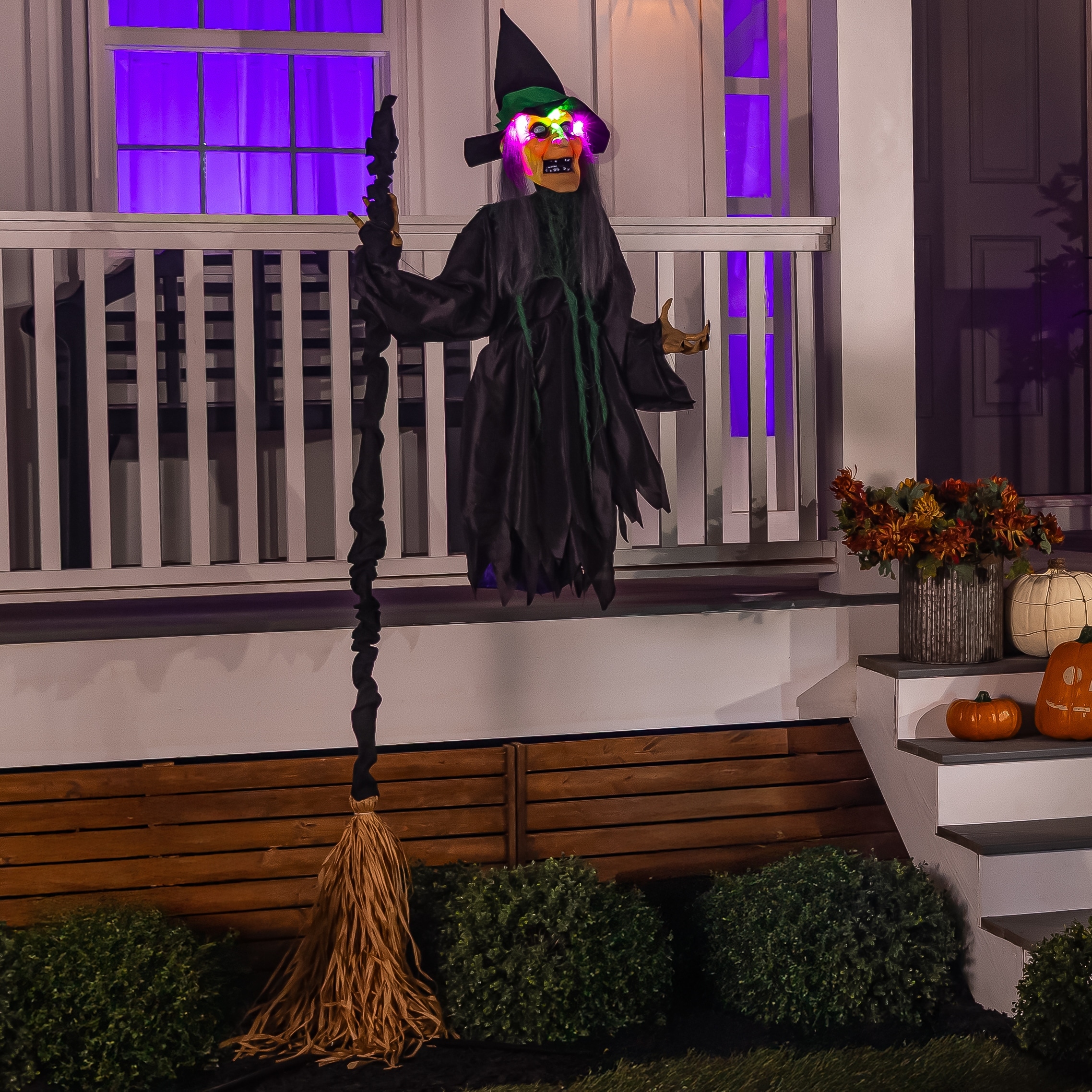 72" Flying Witch Halloween Garden Stake with Light and Sound