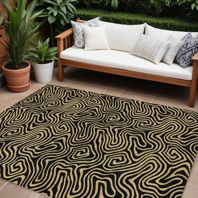 HomeRoots Abstract Transitional Rectangle Outdoor Rug