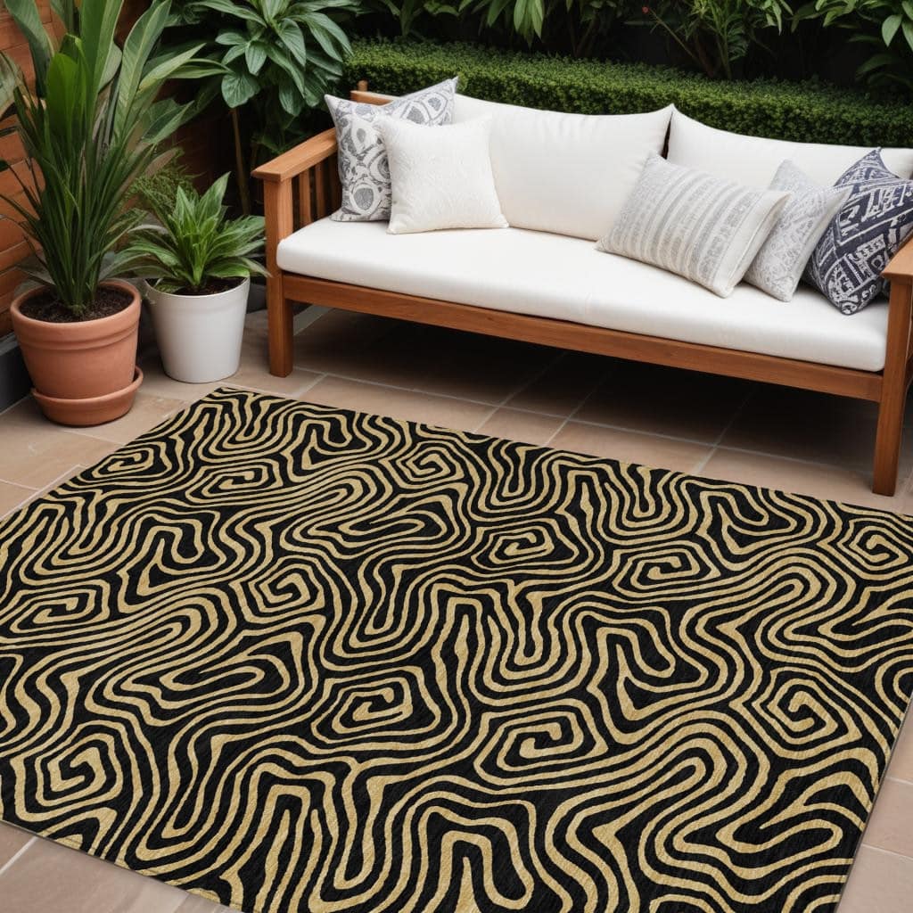 HomeRoots Abstract Transitional Rectangle Outdoor Rug