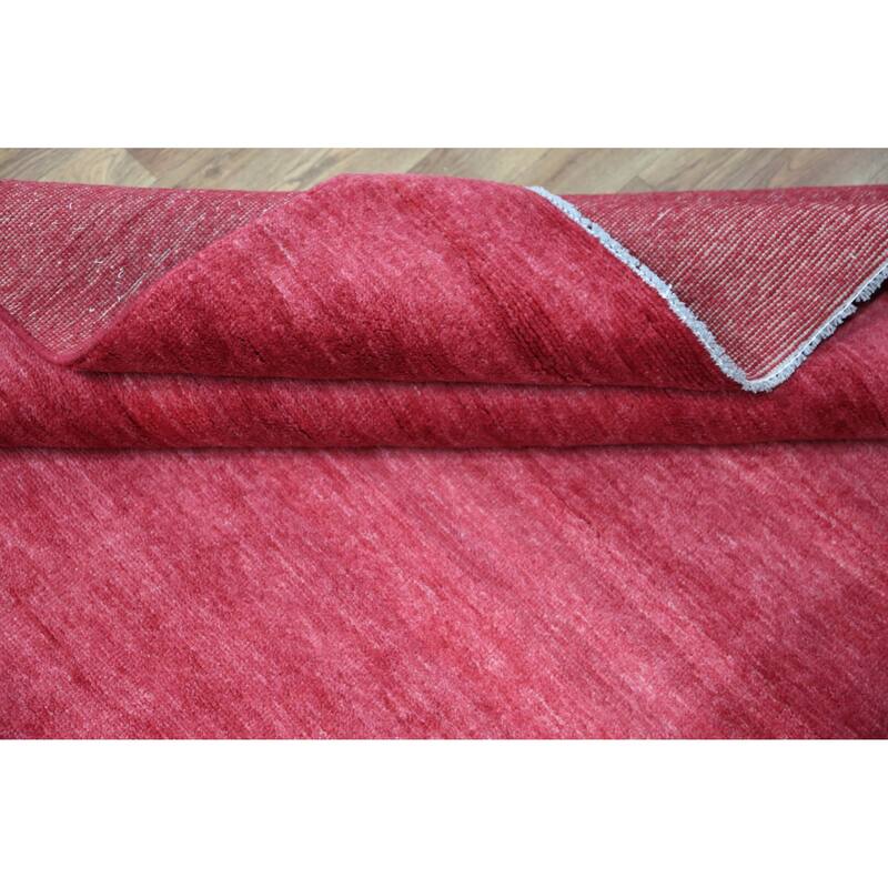 Hand Knotted Oriental 100% Wool Carpet Modern Solid Red Gabbeh Area Rug - 9' 2'' X 6' 1''