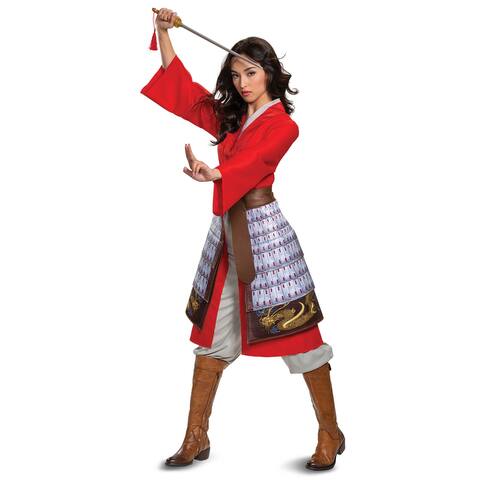 Womens Mulan Hero Red Dress Deluxe Adult Disney Costume