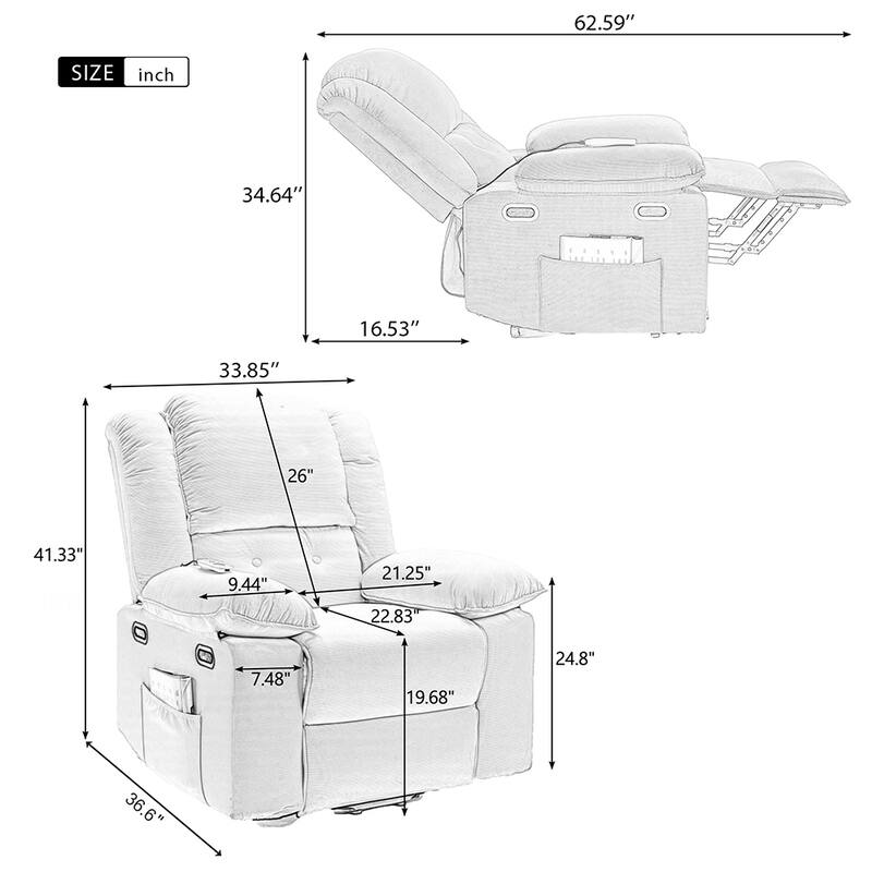 Power Lift Massage Recliner with Heat, Vibration Massage and Storage