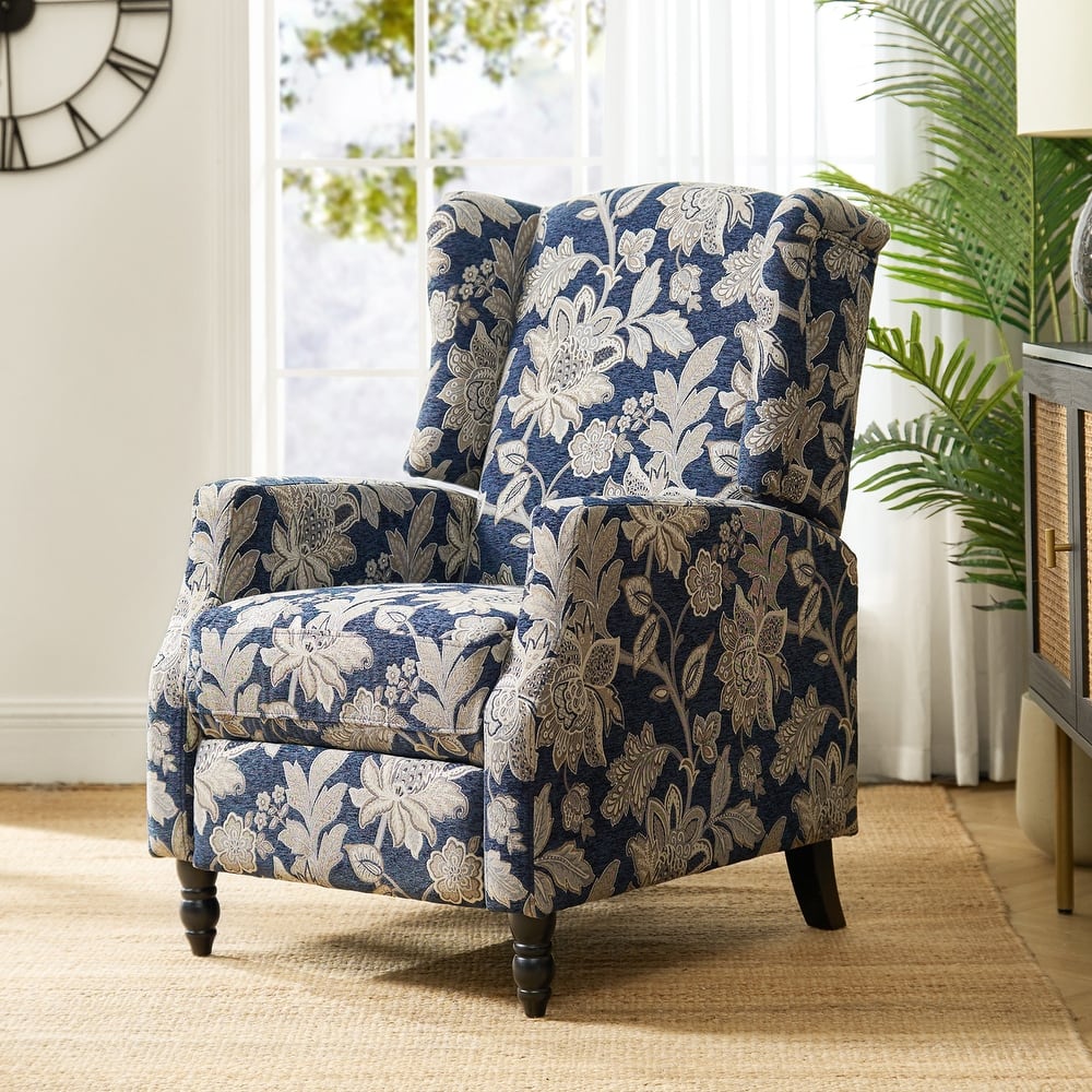 Damaris Mid-Century Modern Manual Pushback Recliner with Wingback Design by HULALA HOME