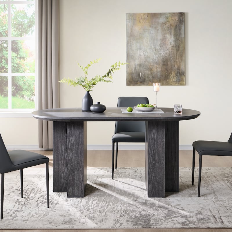 Modern 63" Oval Dining Table, Kitchen Table with Sturdy T-Shaped Base