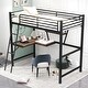 preview thumbnail 2 of 32, Loft Frame Metal Bed with L-shape Wood Desk and Shelf