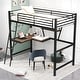 preview thumbnail 1 of 10, Modern Twin Size Metal&MDF Loft Kids Bed with Built-in Desk and Shelf Black