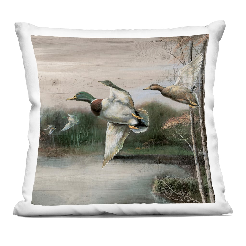 Stupell Flying Ducks in Rustic Nature Decorative Printed Throw Pillow Design by Ruane Manning
