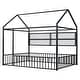 preview thumbnail 13 of 25, Full Size Metal Bed House Bed Frame with Fence and Shelves, White
