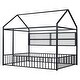 preview thumbnail 16 of 34, Superior Quality Metal House Bed Frame with Convenient Storage Space, Fence and Shelves, Full Size