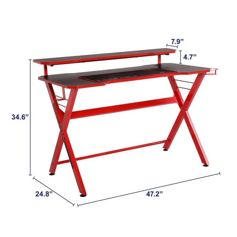 JJS 48" Home Office X-Shaped Gaming Computer Desk with Removable Monitor Stand