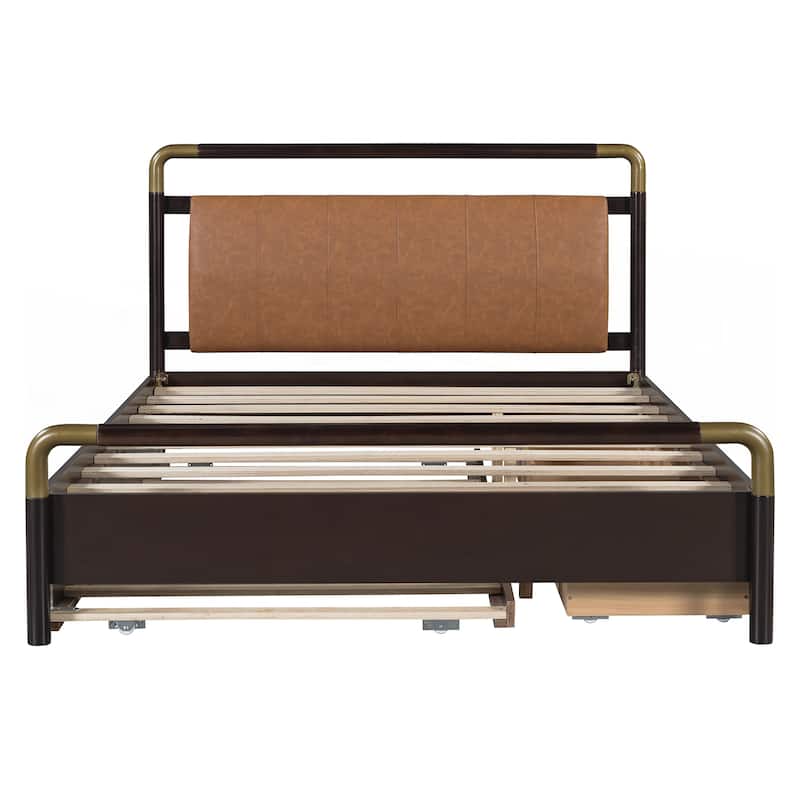 Queen Size Wooden Storage Platform Bed