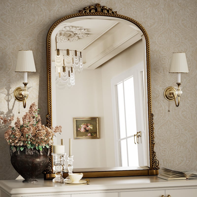 Arched Vanity Decor Mirror Wall-Mounted - 28"x40" - Antique Gold