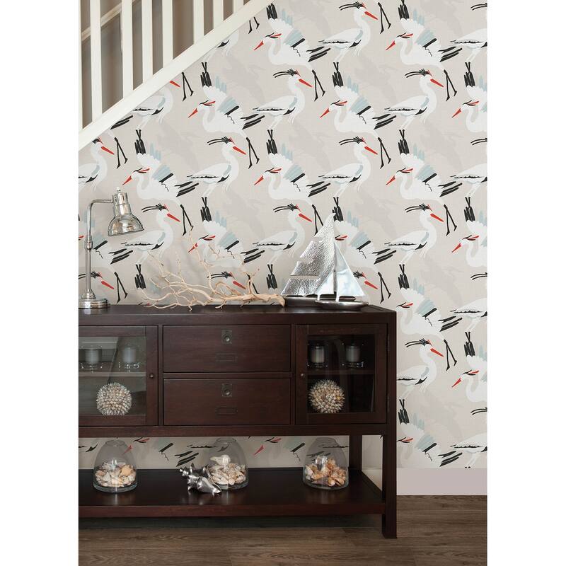 NuWallpaper Coastal Wings Tan Peel and Stick Wallpaper - N/A
