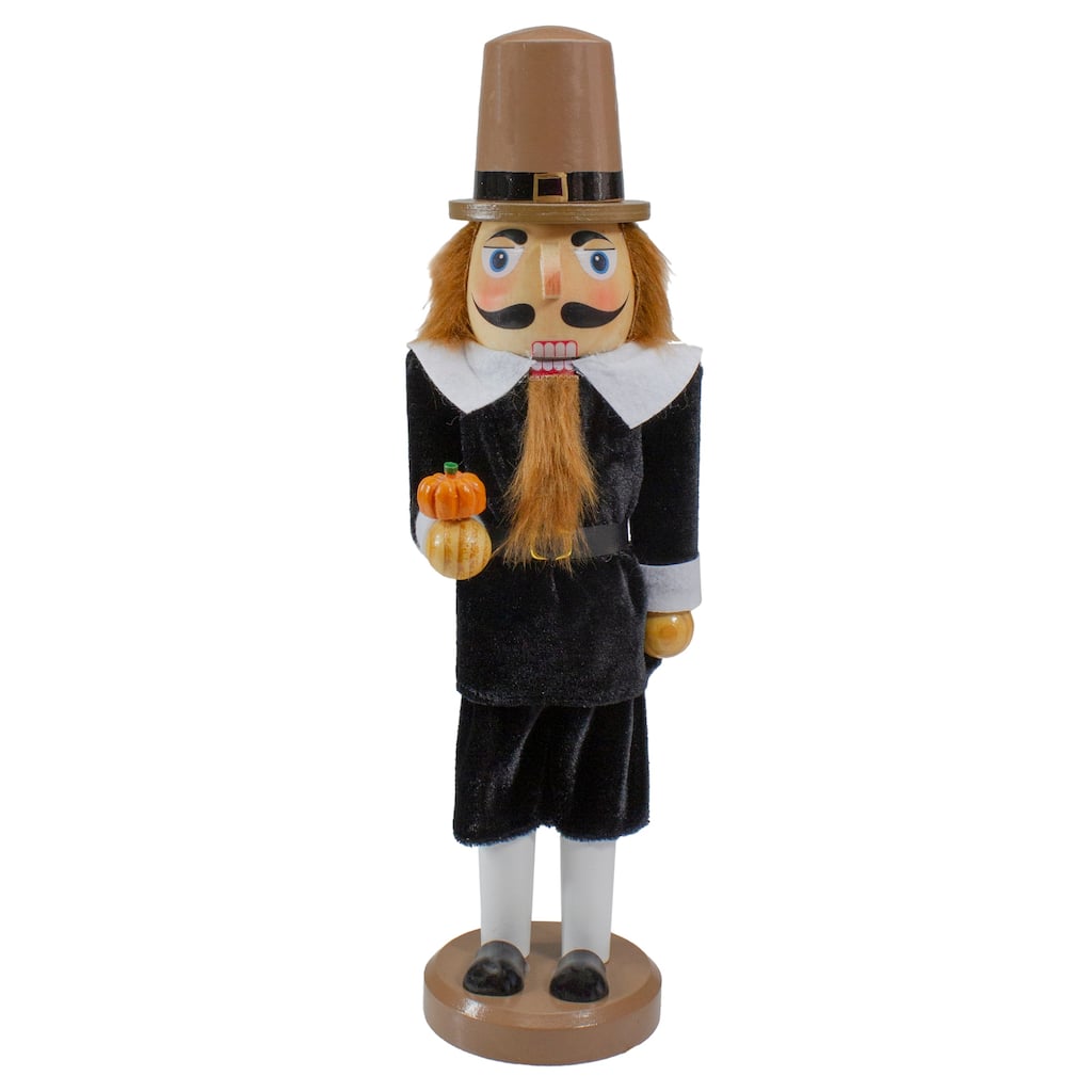 14-Inch Pilgrim Man Wooden Fall Harvest Thanksgiving Nutcracker - 14"