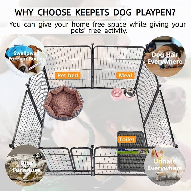 GARPROVM 8 Panels 40" Height Dog Playpen Heavy Duty Pet Fence Indoor Outdoor - 8 Panels 40" H