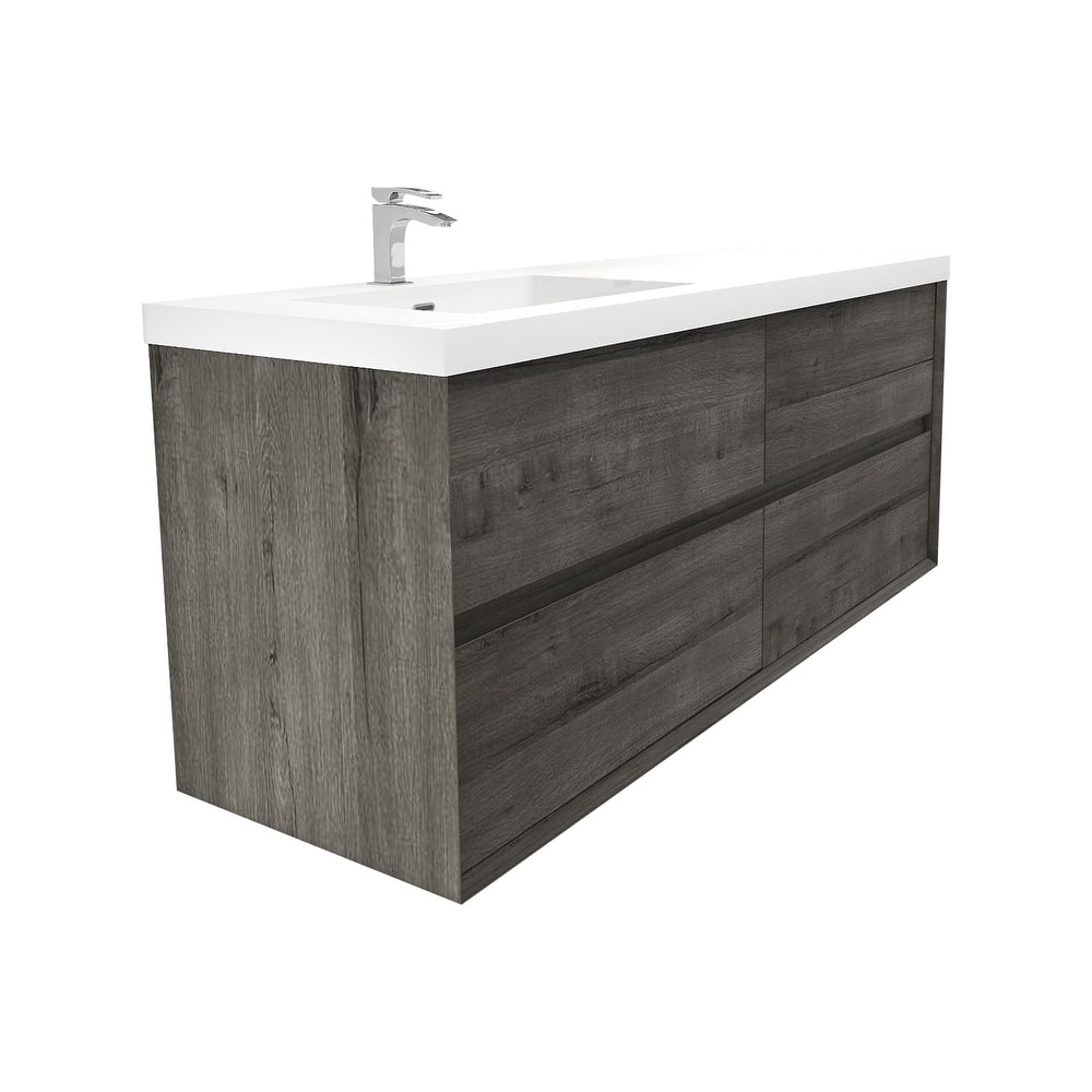 Selina 60" Wall Mounted Vanity with Single Sink on the Left - 60