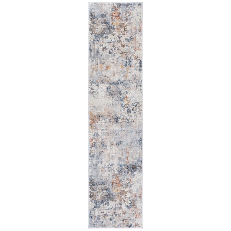 SAFAVIEH Scarlett Hemkea Transitional Rug - 2' x 8' Runner - Blue/Ivory Rust