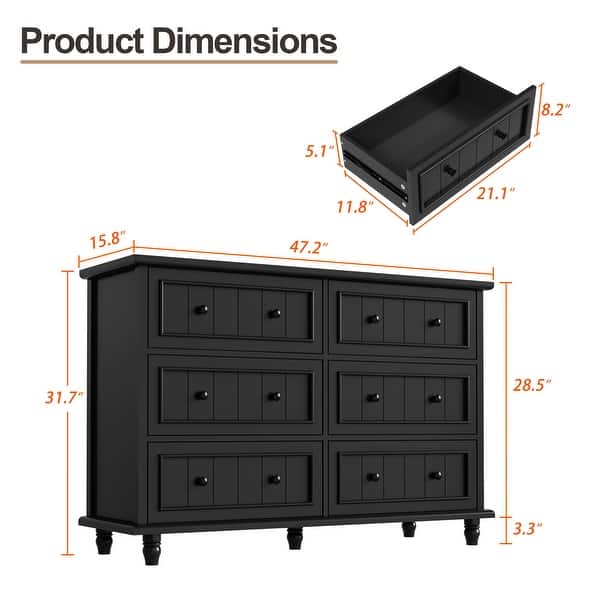 chinese dress ladies Shaker 6-Drawer Dresser – Grain Wood Furniture main image 0