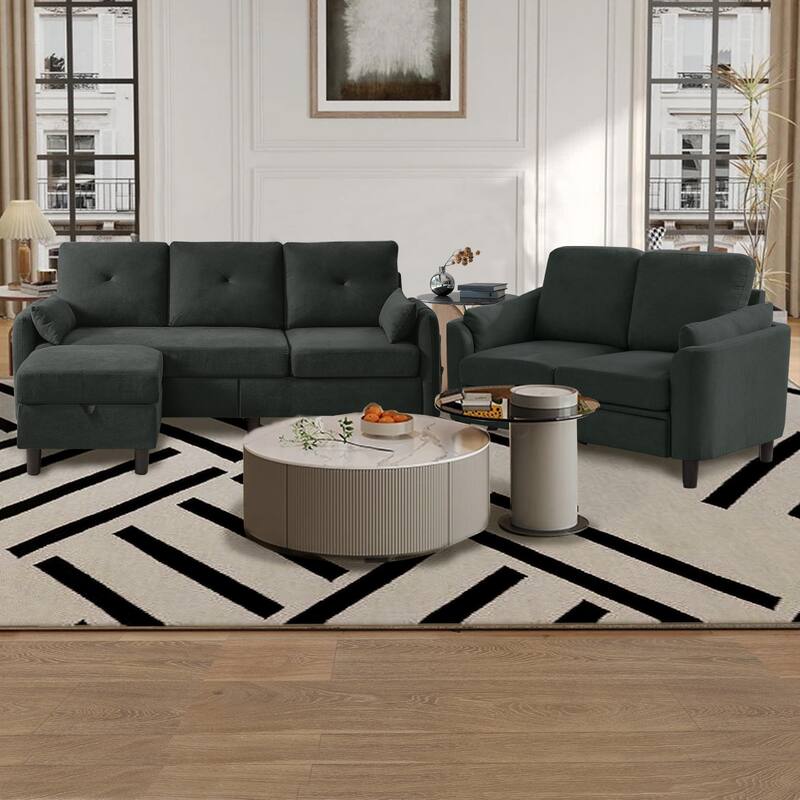 3 Piece Living Room Sets - Black