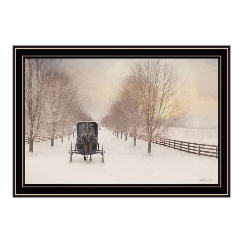 HomeRoots Snowy Amish Lane Black Framed Wall Art