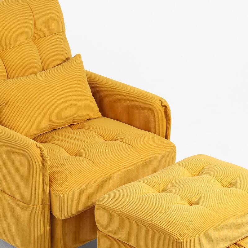 Adjustable Backrest Lounge Accent Chair Set with Storage Ottoman
