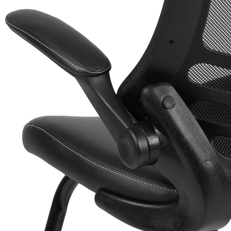 Mesh Sled Base Side Reception Chair with Flip-Up Arms