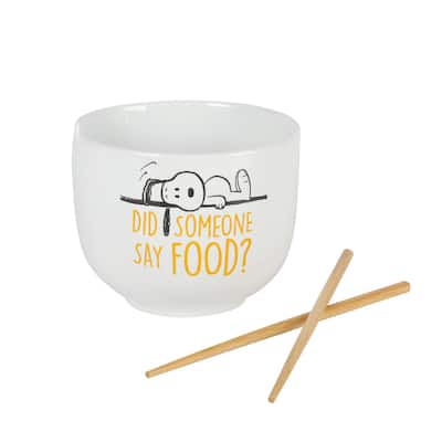 Peanuts Snoopy 6" Ramen Stoneware Noodle Bowl W/Chopsticks