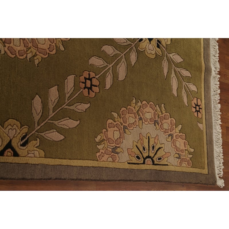 All-Over Floral Nepalese Oriental Area Rug Handmade Wool Carpet - 8'10"x 11'8"