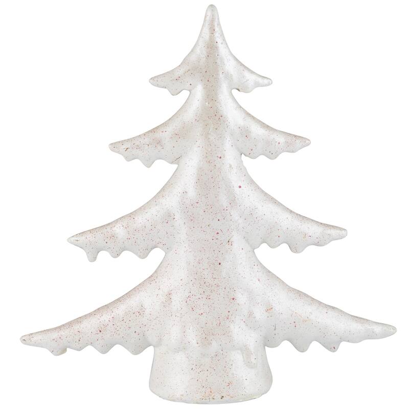 Shiny Speckled Christmas Tree Tabletop Decoration - 10" - White