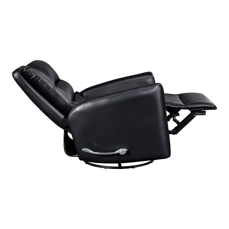 Glider Reclining Chair Swivel Motion Breathable Faux Leather Upholstery Luxury Living Room Furniture, Movie Chair