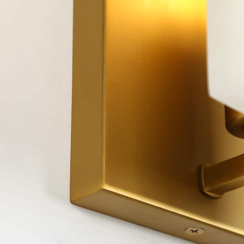 Modern Glam Metal Gold Armed Sconce with White Resin Shade for Bathroom - 5.5"W x 4.3"D x 8.7"H