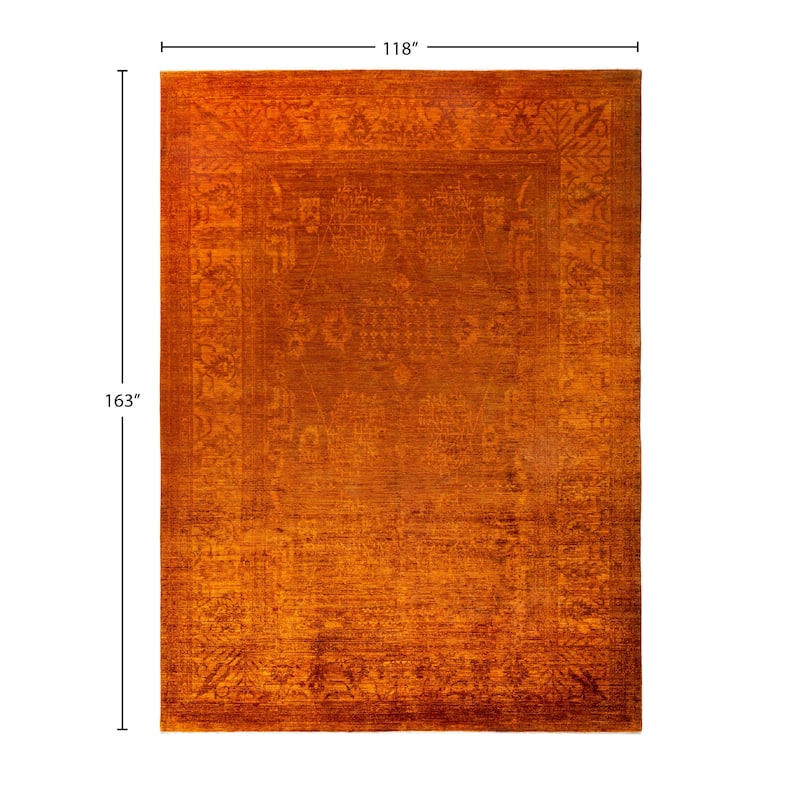 Overdyed One-of-a-Kind Hand-Knotted Area Rug - Orange - 9' 10" x 13' 7"