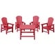 preview thumbnail 154 of 193, Laguna Kids Adirondack 5-Piece Square Table Dining Set Red