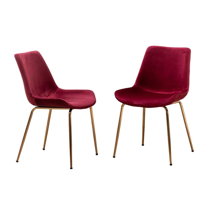 Modern Velvet Dining Chair (Set of 2) - Red