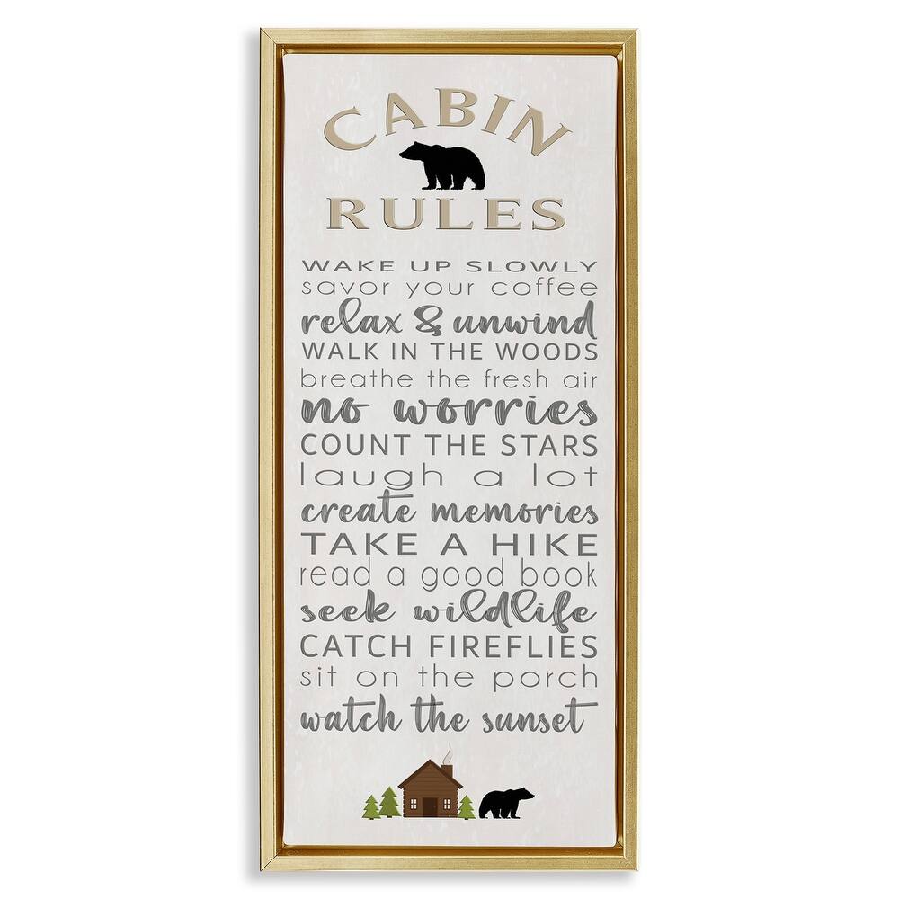 Stupell Fun Adventure Cabin Rules Framed Floater Canvas Wall Art Design By Seven Trees Design