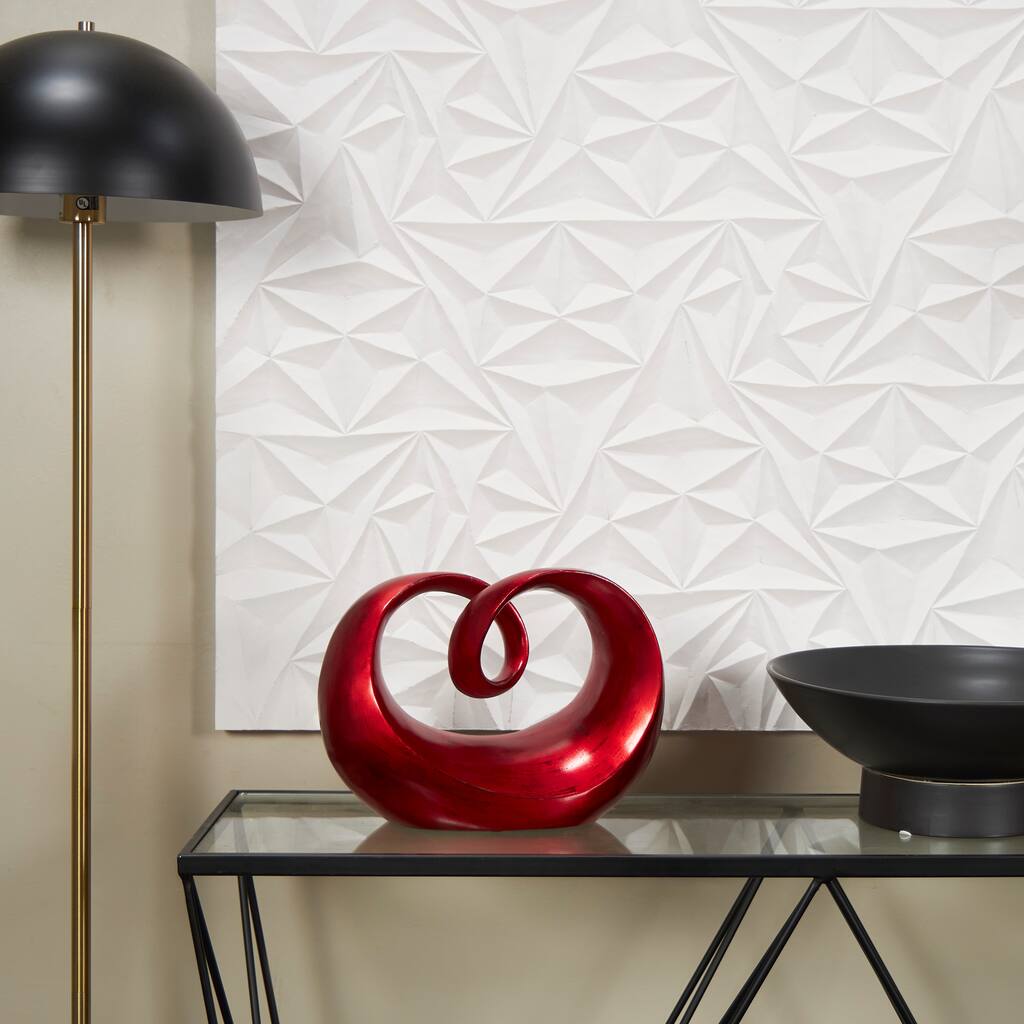 Red Polystone Swirl Abstract Decorative Sculpture - 12 x 6 x 9