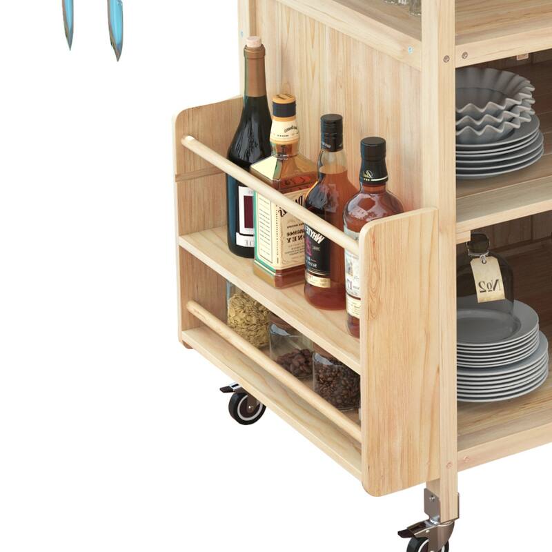 40.5" Outdoor Grill Cart with Stainless Steel Top,Solid Wood Outdoor Storage Cabinet with Drop Leaf - N/A