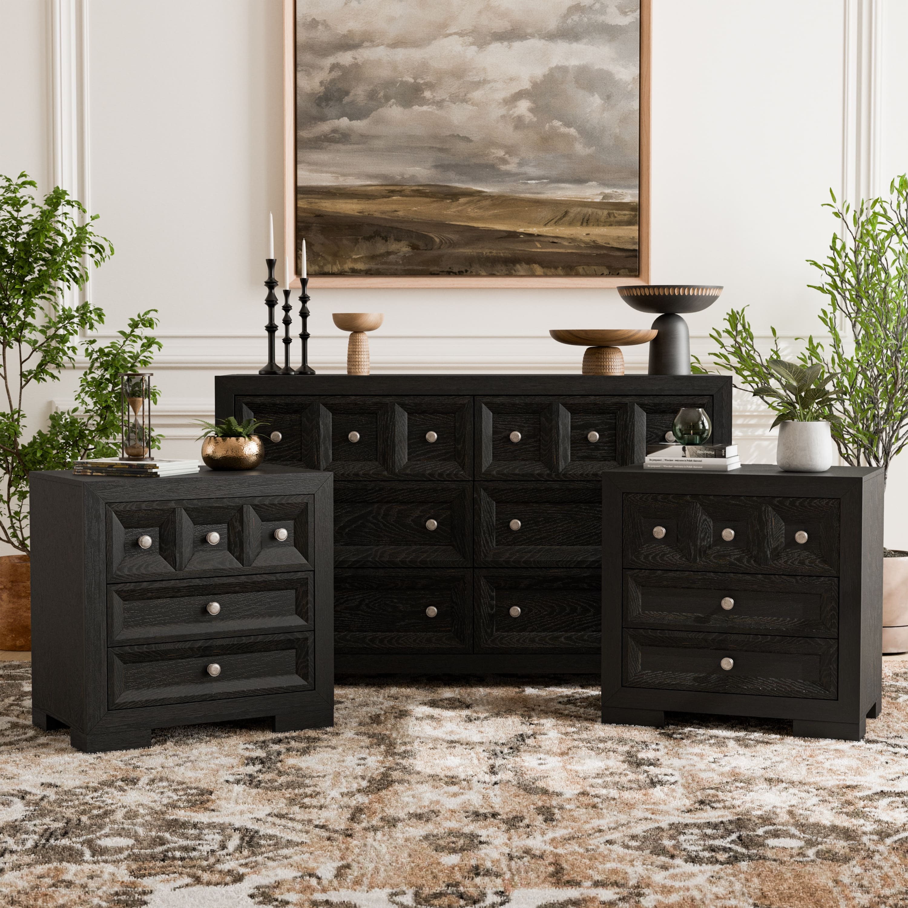 3 piece dresser set Furniture of America Durem Modern Classic Wood 3-Piece and 2 Nightstand Bedroom includes all necessary hardware for simple assembly Easton 3-Piece Queen Bedroom Set