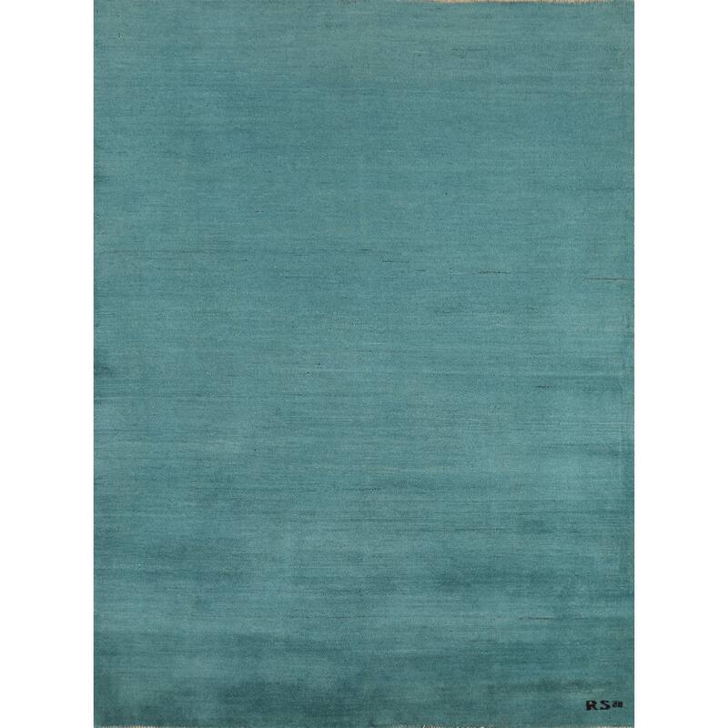 Turquoise Blue Modern Gabbeh Oriental Area Rug Handmade Wool Carpet - 5'1" x 6'6"