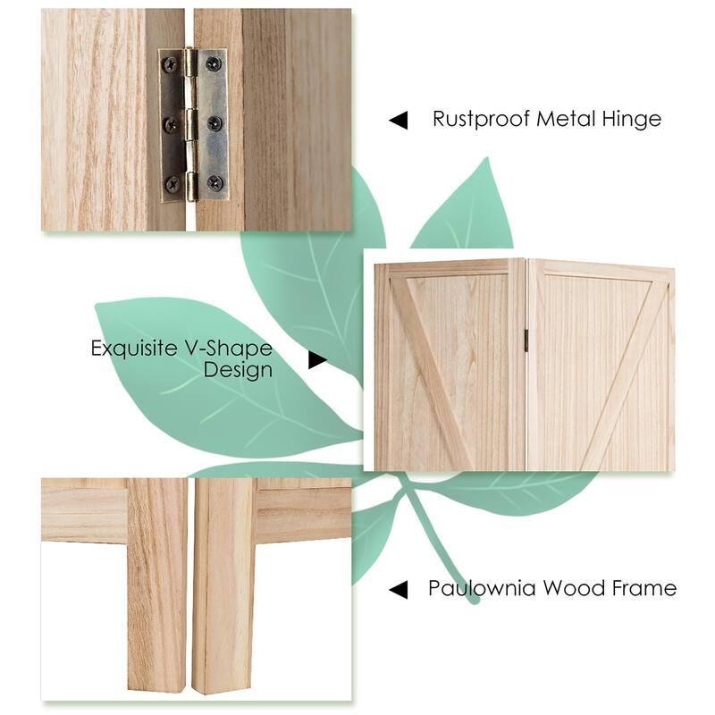 Costway 4Panels Folding Wooden Divider W/ V-shaped Design 5.6Ft Tall