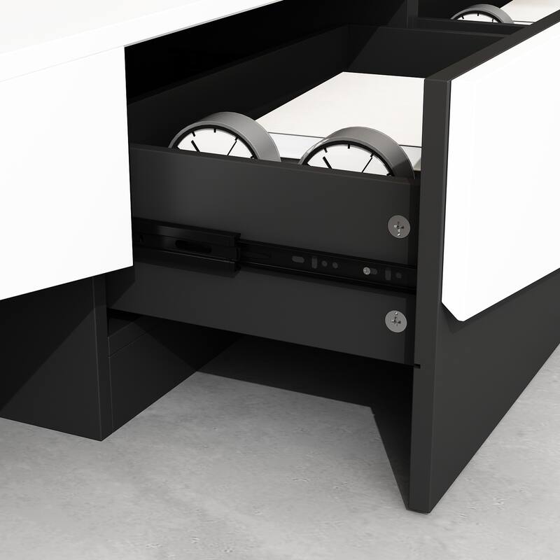 Modern Color Matching Entertainment center, 2 drawers, Black&White - 78.7"W
