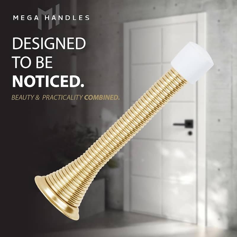 Mega Handles Spring Door Stop with Rubber Bumper | Door Knob and Wall Protection
