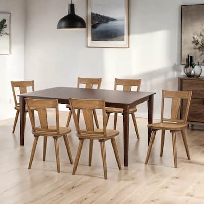 Vintage Panel Back Wooden Dining Chairs