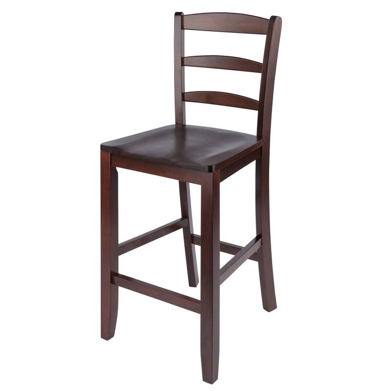 Set of 2 Antique Walnut Ladder Back Design Counter Stool 39.25"