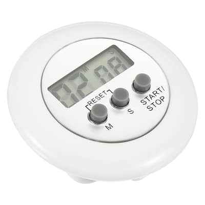 Round Digital Timer, Count Down UP Clock with Magnetic, Big LCD Display White