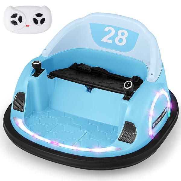 slide 2 of 43, Costway 12V Electric Spin Car Toy Ride on Bumper Car for Toddlers with - See Details Blue