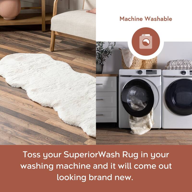 Nuloom Eline SuperiorWash Faux Sheepskin Machine Washable Area Rug