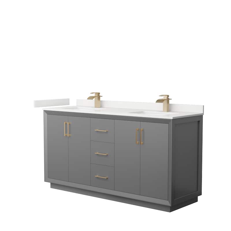 Strada 66-inch Double Vanity, Quartz Top