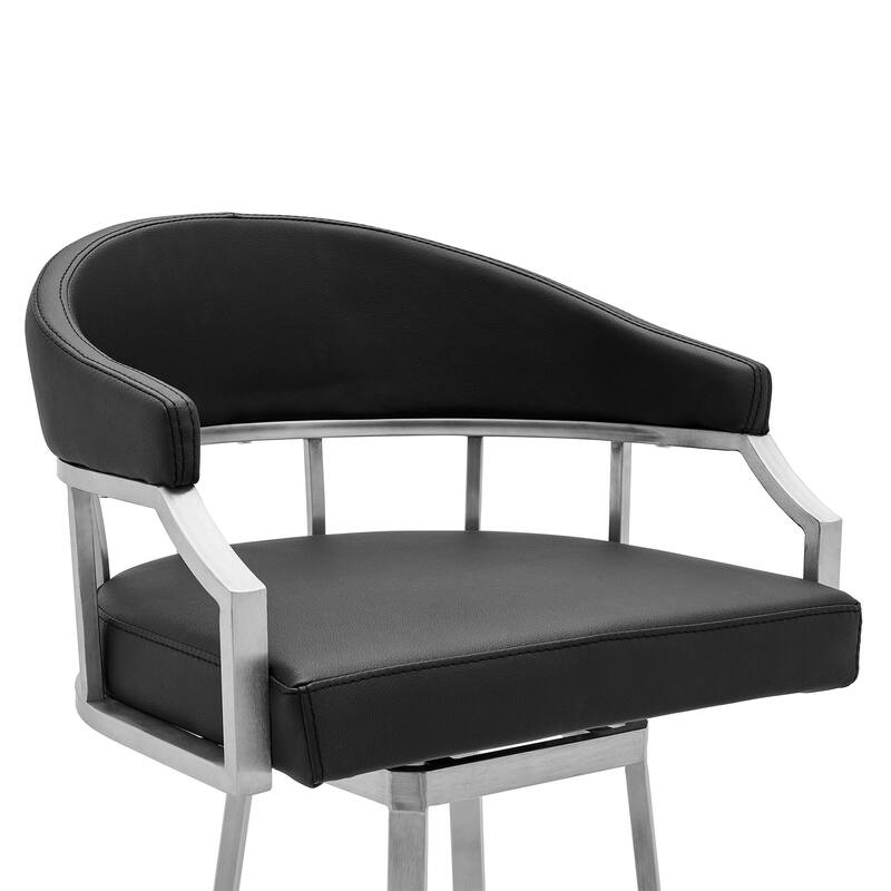 Faux Leather Swivel Bar Chair with Iron Frame and Footrest