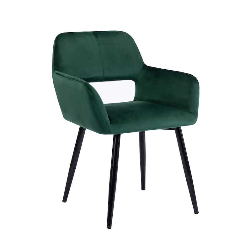 Porthos Home Giana Dining Room Chair, Velvet Upholstery, Metal Legs - Green